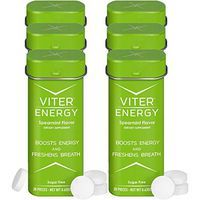 Viter Energy Caffeinated Mints - 40mg Caffeine & B-Vitamins Per Powerful Sugar Free Mint. Boost Energy, Focus & Fresh Breath. 2 Pieces Replace 1 Coffee (Spearmint, 6-Pack)
