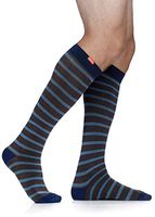 VIM & VIGR Cotton 15-20 mmHg Compression Socks for Women & Men (Cigar & Sky Stripes, Small)