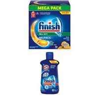 Finish Gelpacs Dishwasher Detergent, Orange Scent, 90 Count & Finish Jet Dry Dishwasher Rinse Aid, 8.45 Ounce