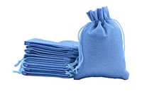 Sansam 50pcs 7.0x9.0cm/2.8''x3.6'' Peacock Blue Small Drawstring and Lining Hemp/Hessian Bags, Jewelry Pouches, Wedding Favors, Jewelry Packing, Gift Bags