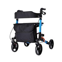 GGYDD Folding Rollator Walker,4 Wheel Medical Rolling Walker with Seat Aluminum Transport Chair for Adult,Senior,Elderly Handicap-b 66x75x80cm(26x30x31)