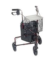 Drive 3 Wheel Rollator Rolling Walker with Basket Tray and Pouch, Flame Red, Model - 10289RD