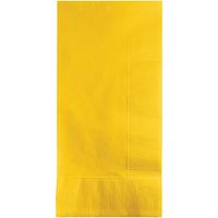 Club Pack of 600 School Bus Yellow Premium 2-Ply Disposable Dinner Napkins 8"