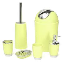 Bathroom Accessories Sets - 6pcs Set Solid Pp Bathroom Necessities Include Toothbrush Holder Toilet Brush Soap Dish Waste Bin - Paris Purple White Steel Silver Rose Brown Nickel Stainless Yellow