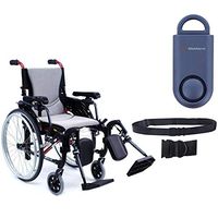 Karman S-Ergo 305 Ultra Lightweight Ergonomic Wheelchair | Upgraded to Elevating Legrests | Seat Size 16" X 17" | Frame Color Rose Red & Free 130 dB Matte Blue Safety Alarm! + Black Belt!