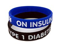 MAU2 Child - Youth Diabetes Type 1 Insulin Silicone Medical Bracelet (Lot of 2)