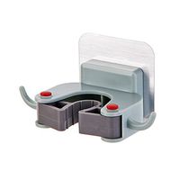 Broom Mop Holder Self Adhesive Mop and Broom Holder Wall Mounted Mop Organizer Holder Brush Broom Hanger Reusable No Drilling Utility Rack for Mops and Brooms 1PC (Blue)