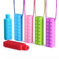 Sensory Chew Necklace- (6 Value Pack with Colored Cords + Bonus Pencil Topper), Silicone Chewy for ADHD, Teething, Autism, Oral Motor Chew Toy for Boys and Girls,Non-Toxic Teething Toys for Kids
