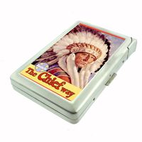 Train Santa Fe Native American Metal Cigarette Case with Built In Lighter D-345