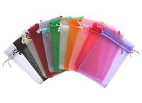 110Pcs 2.7x3.5 inches Mixed Color Sheer Drawstring Organza Jewelry Pouches Wedding Party Christmas Favor Gift Bags (Mixed Color)