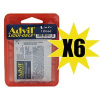 Uni's Advil Liqui-Gels Single Dose 6 Count (2 Capsules) Helps Relieves Headache, Toothache, Backache, Menstrual Cramps, Common Cold, Muscular Aches, Arthritis Pain and Reduces Fevers