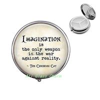 Wonderland Quote"Imagination is The only Weapon in The war Against Reality."-Cat Quote-White Rabbit Charm,AS074