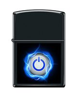 Zippo"Power Button" Black Matte Windproof Lighter (Green)