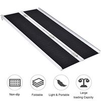 SUNCOO 6' (72" X 28.9") Widened Aluminum Non-Skid Traction Wheelchair Ramp, Portable Singlefold Threshold Ramps, Holds Up to 600 lbs, PVC Carpeted Folding Scooter Loading Ramps