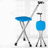 WW Crutch Chair Multifunction with Lights Adjustable Tripod Folded Walker with Walking Stick Cane