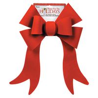 Darice 1225-717 Stylized 6-Loop Indoor Outdoor"Christmas Bow" for Front Door Porch Columns Mailbox Holiday Decorating, Wreath DIY Craft Party Supplies Home Decor, PVC/Velvet, Red, 12" x 16" 1 per Pkg