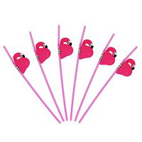 ALINK 50 Pink Flamingo Straws, Plastic Drinking Straws for Lula Party Supplies/Hawaiian/Birthday/Pool Party Decorations