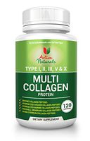 Activa Naturals Multi Collagen Protein Supplement with Type I, II, III, V and X Collagen Peptides, 120 Capsules