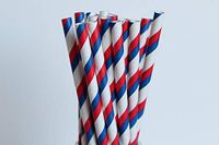 Red and Blue Striped Paper Straws (75)
