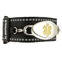 Waterproof Medical Alert ID Bracelet - Custom Engraving Included - Active, Sports (Black Bracelet + Gold Tag, M Fits 6.0" to 6.5" Wrist)