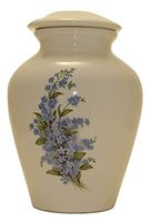 Blue Forget me nots Urn- Cremation Urn or Keepsake for Ashes - Hand Made Pottery (Large 136 Cubic Inches)