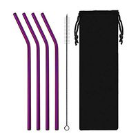 XFentech Reusable Straws with Cleaning Brush - Stainless Steel Straws Beverage Coffee Straws