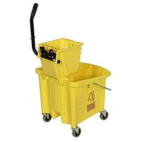 Continental 335-312YW Yellow 35 Quart Splash Guard Mop Bucket with SW12 Side-Press Wringer