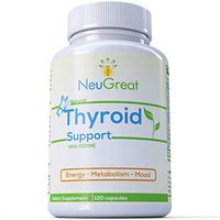 Thyroid Support Supplement with Iodine 120 Capsules, 100% Money Back Guarantee, Vitamin B12, Zinc, Ashwagandha - Energy, Metabolism, Mood & Weight Loss Formula, Made in USA