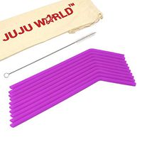 10 Purple TUMBLERS Straws - Reusable Silicone Straws for 30 and 20 oz Yeti - Flexible Easy to Clean + Extra Long Brush - BPA Free, No Rubber Taste Drinking