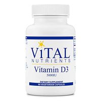 Vital Nutrients - Vitamin D3 5,000 IU - Supports Calcium Absorption and Bone Health - Gluten Free - 90 Vegetarian Capsules per Bottle