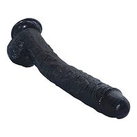 Stkuoo Extra Long Double Density Ultra Soft Silicone, Realistic Dî'ldɔ Massage Toy (Black)