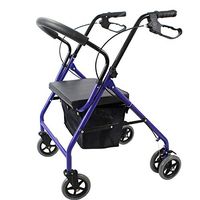 ZXGFA Folding Four Wheel Rollator Walker, Lightweight Elderly Walker with Padded Seat, Adjustable Height Limited Mobility Aid for Car Boot, Travel and Flight,B