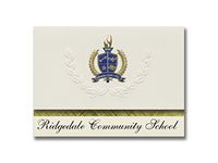 Signature Announcements Ridgedale Community School (Morral, OH) Graduation Announcements, Presidential style, Elite package of 25 with Gold & Blue Metallic Foil seal