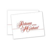 Fancy Script Personalized Note Cards - Red