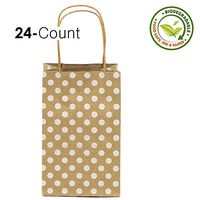 GIFT EXPRESSIONS Premium Quality Natural Brown Kraft Bag, Birthday Party Gift Favor Bag Set, Biodegradable Paper (24CT, Polkadots Small)
