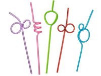 MosBug Silly Crazy Loop Straws, Assorted Colors, Pack of 36