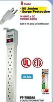Fashion 8 OUTLET POWER STRIP WITH SURGE PROTECTOR AND SAFETY CIRCUIT BREAKER