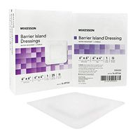 Composite Barrier Island Dressing Water Resistant McKesson 6 X 6 Inch Polypropylene / Rayon 4 X 4 Inch Pad Sterile - 25/BX (MFN # 16-89166) by McKesson