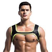 Fine Mens Neoprene Harness Wrap Brace Sports Double Shoulder Protector Muscles Protector Fitness Sports Injury Prevention and Recover (Black, XL)