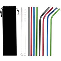 10PCS/Set Stainless Steel Straws, Large Size Straight/Curved Reusable Replacement Metal Straws With Cleaning Brush (Sliver) For 20oz Tumblers – KKAAyueqin