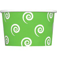 [100 Count] Green Paper Ice Cream Cups - 4 oz Swirls And Twirls Dessert Bowls - Comes In Many Colors & Sizes! Frozen Dessert Supplies