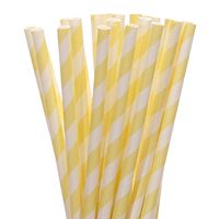 Pale Yellow Striped Paper Straws (50)