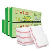 LTWHOME Cuty Pink Interlayer Magic Cleaning Wave Type Sponge High Density Melamine Foam 3.93" X 2.36" X 1" (Pack of 50)