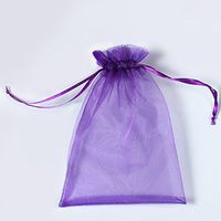 BZCTAH 100 Pcs Transparent Organza Bags Drawstring Jewelry Bags, 16 x 22cm Multicolor with Drawstring Gift Pouch Candy Bags,Purple#2
