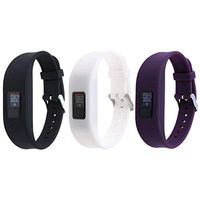 HWHMH Replacement Secure Band with Chrome Watch Clasp and Fastener Buckle for Garmin Vivofit 3 - Black&White&Purple