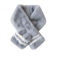 Theoylos Womens Winter Scarf Fashion Faux Fur Scarf Ladies Stripes Fleece Scarves Warm Scarf Soft Plush Shawl Wraps Gray