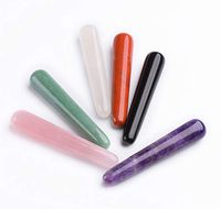 AMOYSTONE Natural Rock Crystals Stone Crystal Stick Wands for Reiki Healing Stone to Train Pelvic Muscles Mix 6pcs 4"