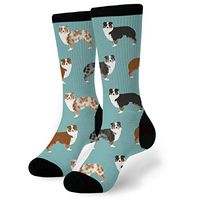 Dog Lovers Themed Gifts Shepherds Dogs Print Animal Novelty Crew Socks Knee High Graduated Compression Socks