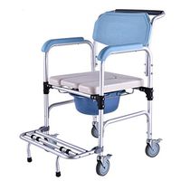 Pulley Commode Chair Elderly Toilet Bowl Wheelchair Aluminum Alloy Mobile Toilet Chair Foldable Toilet Stool Non-Slip Safety Commode Chair No Obstacles Armrest,A