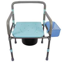 XWZJY Bedside Commode Folding Bariatric Toilet Seat Pregnant Bath Stool with Handles and Bucket Height Adjustable Safety Steel Frame for Seniors, Disabled